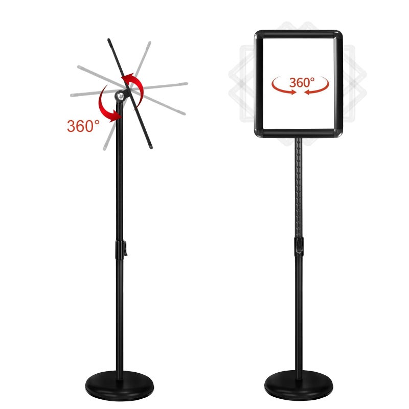 SCZS Sign Stand Adjustable Pedestal Sign Holder Stand, Poster Stand Aluminum Snap Open Frame for 8.5X11 Inches with Heavy Round Base, Both Vertical and Horizontal Sign Displayed (8.5x11inches(2pack)) - Image 3